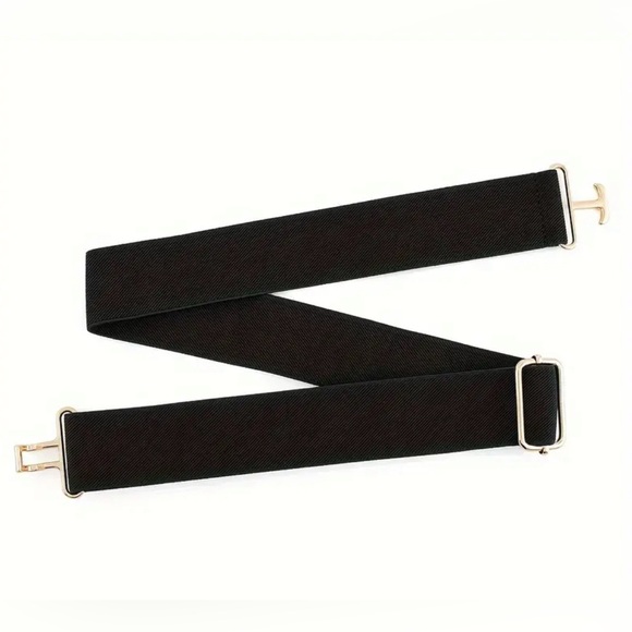 NEW Equestrian Elastic Surcingle Belt - Black with gold buckle -One Size - Picture 2 of 5